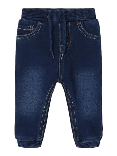 Image of NAME IT Baby Boys Nbmben U-Shape SWE Jeans 1058-tr Noos Trouser, Dark Blue Denim, 9-12 Months UK