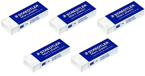 Image of 5 x Staedtler Mars Plastic Pencil Eraser Rubbers School Office Drawing