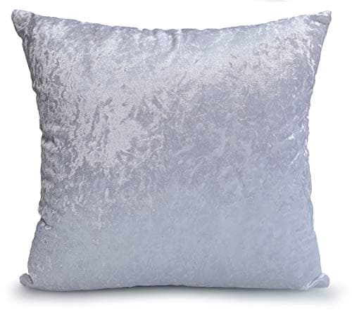 Image of cushion mania Luxury Crushed Velvet Covers or Cushions – Soft Plush Plain Decorative Throw Pillow Cases with Pads for Sofa, Bed & Living Room – 17"x17" or 20"x20" (17"x17" Filled Cushion, White)