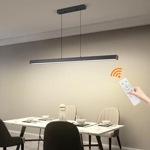 Image of Mikeru 80CM Linear LED Pendant Light, Breakfast Bar Ceiling Lights Dimmable 10%-100% 3 Color 3000K/4500K/6000K Pool Table Lighting with Memory Function for Conference Hall, Coffee Shop