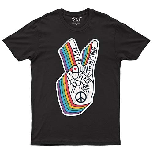 Image of Love Peace Unity T-Shirt Spread The Love Victory Hands Adult Ladies Kids Tee Top Black Unisex Small Chest 34-36"