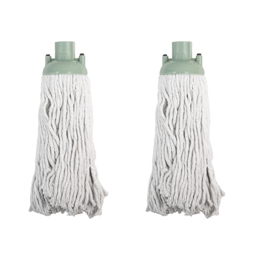 Image of JVL String Mop Head Replacement – Green (Pack of 2) – Machine Washable Microfibre Refill Heads