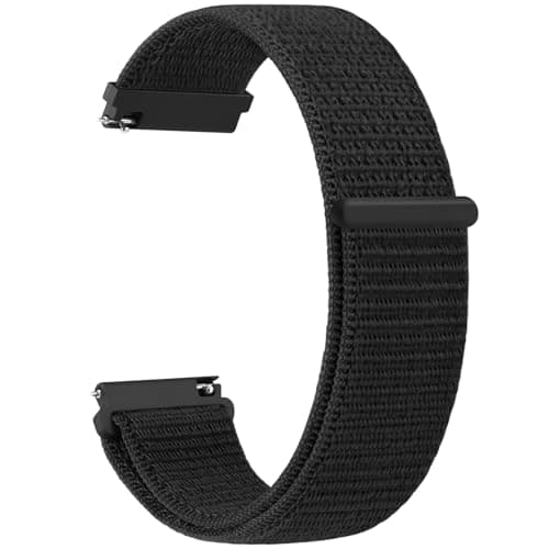Image of Nylon Strap for Garmin Forerunner 245/645 /55 Music Watch Band,20mm Nylon Quick Release Replacement Band for Garmin Forerunner 55/245/645/645 Music for Women Men (Black)