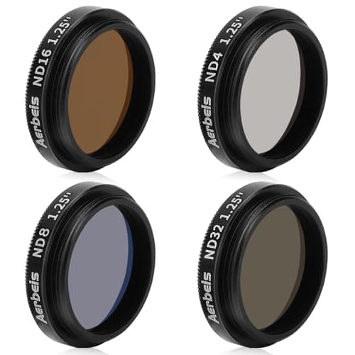 Image of 1.25 Inch Moon Filter for Telescope, Neutral Density Filter Kit ND4 ND8 ND16 ND32, Reduces Moon Glare and Enhances Lunar Crater Details,Prevent Image Overexposure, 1.25" Telescope Eyepieces Accessory