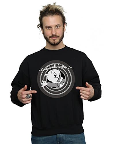 Image of LOONEY TUNES Men's Porky Pig That's All Folks Sweatshirt X-Large Black