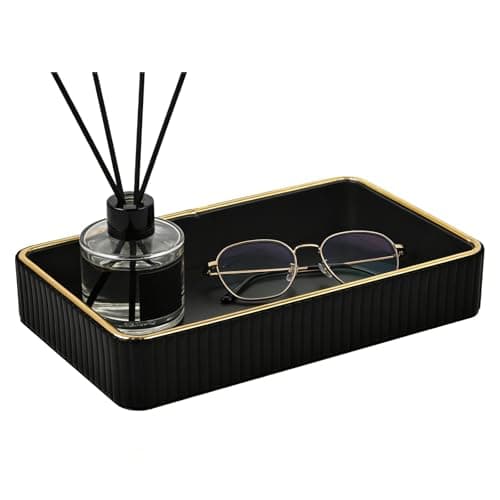 Image of XNONE PU Leather Valet Tray,Desk Organizer Tray Nightstand Organizer Trinket Dish Storage Key Bowl Decorative Trays for Phone,Wallet,Jewelry,Watch,Perfume Bathroom Bedroom Accessories (Black)