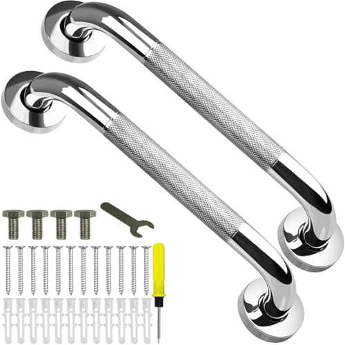 Image of benlidoner 2 Pack Bathroom Grab Rail 304 Stainless Steel Shower Safety Handle Anti-Slip Disability Aids Outdoor Handrail for Kitchen Bedroom Bathtub Shower Steps