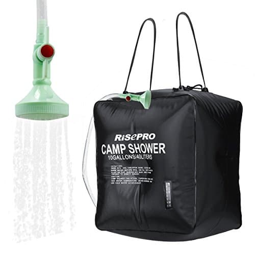 Image of RISEPRO Solar Shower Bag 40L 10 gallons Solar Heating Camping Outdoor Shower Bag with Temperature Hot Water 45°C Hiking Climbing Picnic Beach