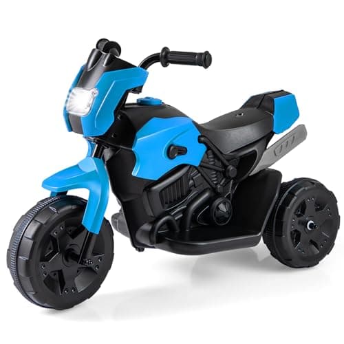 Image of COSTWAY Kids Electric Motorcycle, 6V Battery Powered Motorbike with LED Headlight, Foot Pedal, 3 Wheel Ride on Toy Car Trike for Boys Girls Aged 37-72 Months (Blue)