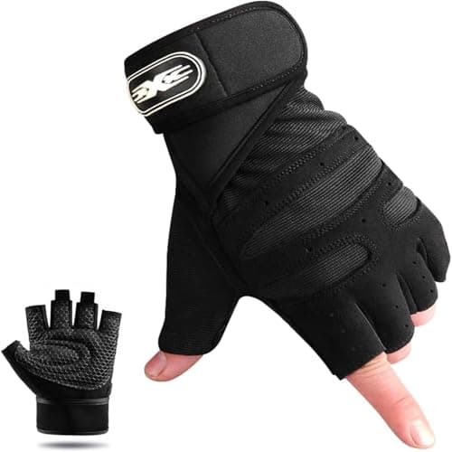 Image of Gadom Weight Lifting Gloves with Wrist Support Gym Workout Gloves for Men/Women, Breathable, Anti-Slip Padded Palm for Weightlifting, Training, Fitness, Pull-Ups (L - Black)