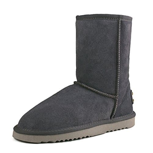 Image of Shenduo Women's Leather Short Snow Boots Classic Mid-calf Winter Boots 5UK DA5825 Grey 38EU