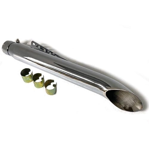Image of Universal Chrome 19 inch Motorcycle Turnout Exhaust Silencer 36mm - 44mm