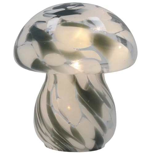 Image of Shudehill Giftware Handblown Glass LED Mushroom Light Up Ornaments - Pink, Blue, Grey or Amber (Dark Grey)