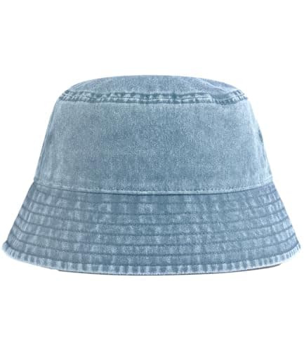 Image of ASVP Shop Vintage Bucket Hat – Unisex Washed Cotton Summer Sun Hat with UPF50+ Protection, Lightweight Festival Beach Fishing Hat (UK, Alpha, S, M, Vintage Light Denim)