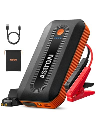 Image of AstroAI B8 Car Battery Booster Jump Starter Power Pack for 12V Vehicles (7.0L Petrol / 5.5L Diesel) and Motorcycles, Car Jump Starter Power Bank, Includes LED Light & Full Accessories, Orange