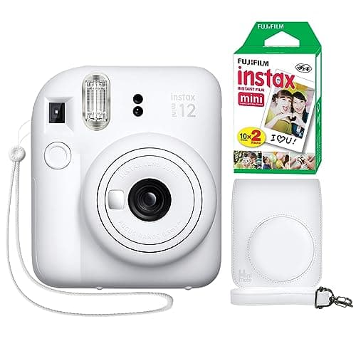 Image of Fujifilm Instax Mini 12 Instant Camera Clay White + Minimate Custom Case + Fuji Instax Film 20 Sheets Twin Pack