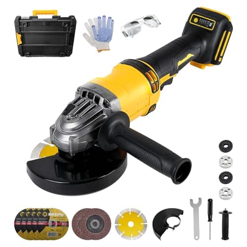 Image of Cordless Angle Grinder for Dewalt 18V 20V, 125mm 10000RPM Electric Grinder Cut Off Tool with Brushless Motor, 6PCS Discs for Wood Plastic Metal Cutting Grinding Polishing (NO Battery)