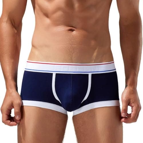 Image of Wayonge Mens Cotton Boxers Underwear Soft Comfortable and Stylish Briefs for Men, Dark Blue, L
