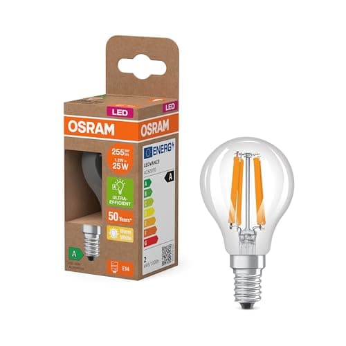 Image of Osram Classic Globe LED Light Bulb with Decorative LED Filament Energy Class A E27 2.2W 470lm 4000K Cool White No Warming Up Instant 100% Light Pack of 6