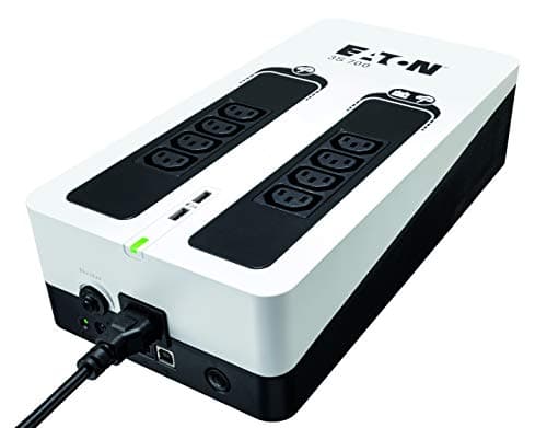 Image of Eaton Serie 3S UPS 3S700I – 700VA 420W Off‑Line Backup Power, Silent Design, 8× IEC‑C13 Outlets with Battery & Surge Protection, RJ45 Data‑Line Protection, USB Interface, Black/White (B082TGQ3DZ)