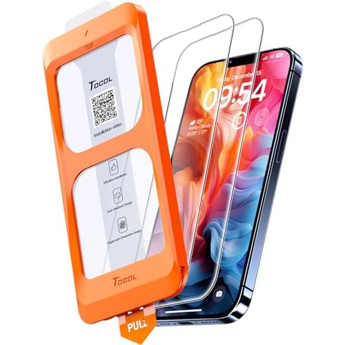 Image of TOCOL 2 Pack for iPhone 13 Pro Screen Protector 6.1-Inch, Instant Installation, Military Grade Shatterproof, Tempered Glass, Case Friendly, HD Clear Coverage