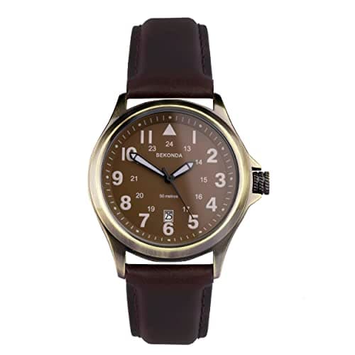 Image of Sekonda Altitude Men’s 43mm Quartz Watch in Brown with Analogue Display, and Brown Leather Strap 30034