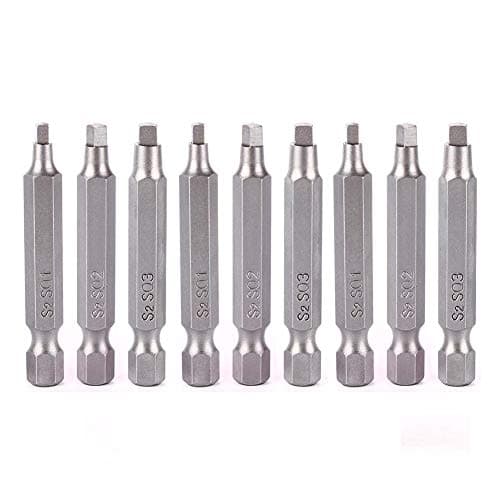Image of Gasea 3 Sets 2" Magnetic Square Head Screwdriver Bits 1/4" Hex Shank Square Drive Bit Set, SQ1 SQ2 SQ3, S2 Steel