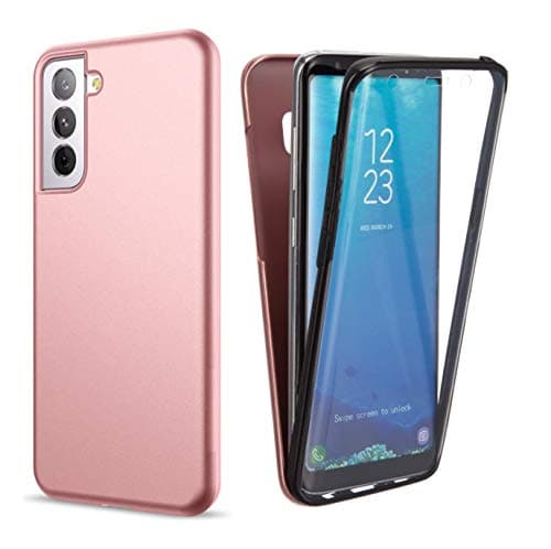 Image of NWNK13 For Samsung Galaxy S21 5G Case Crystal Clear Slim Fit Front & Back 360° Case Built-in Screen Protector Full Body Silicone Gel Mobile Phone Cover for Samsung S21 5G (Clear) (Rose Gold)