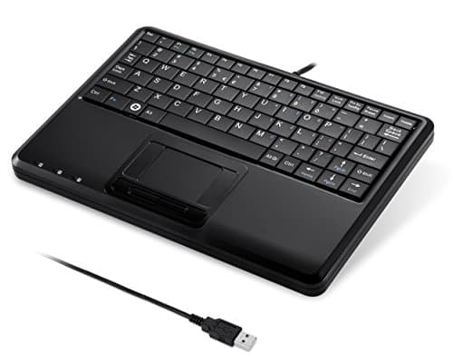Image of perixx PERIBOARD-510H Plus, Wired Super Mini USB Touchpad Keyboard, X Type Scissor Keys with 2 Built-In Hubs, UK Layout