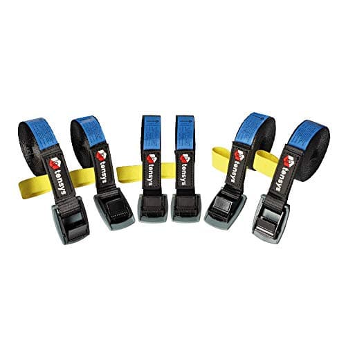 Image of TENSYS - 6 pack - 25mm Cambuckle Tensioner Straps - 3 Metre Length - For Securing Loads Black with reflective stripe