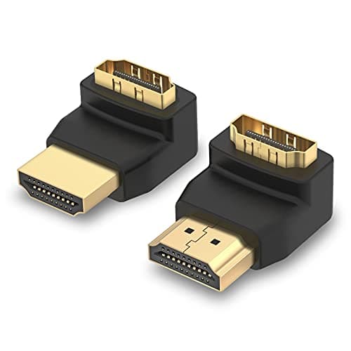 Image of VCE Right Angle HDMI Adapter 90 Degree and 270 Degree, Male to Female HDMI 2.0 Connector for 4K & 3D, Wall Mounted TV/Laptop/Roku Stick, 2PCS (1 Pair)