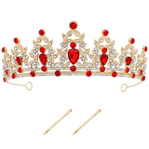 Image of inSowni 1pc Rhinestone Crown Headband (Gold Red)