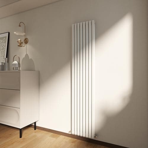Image of Vertical Designer Column Radiator, 1800x472mm Vertical Radiator White Oval Column, Double Panel Tall Upright Heater for Bathroom/Living Room, Central Heating Heater Rads, Radiators Wall Mounted