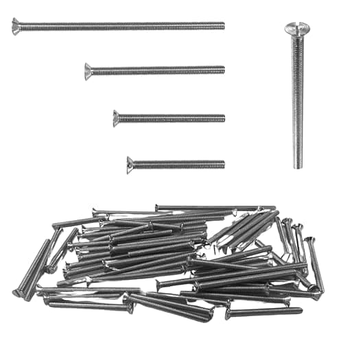 Image of M3.5 Electrical Socket Screws Flat Head, 58 Pack, Assorted Sizes (35mm, 40mm, 50mm, 75mm) Nickel Plated Steel, Ideal for Electrical Sockets, Switches. Plugs, Faceplates, Back Boxes & Junction Boxes