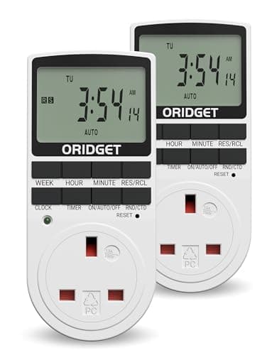 Image of Digital Electrical Timer Plug Socket with 18 On-Off Programs, Countdown and Security Random Mode for Lights and Home Appliances, 24 Hour Weekly Programmable (13A / 2900W) (2 Pack)