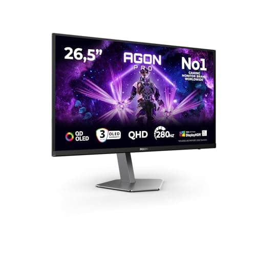 Image of AOC AG276QZD2 26.5 inch WQHD Monitor 280Hz, QD-OLED Panel, 0.03ms GtG, Adaptive Sync, HDR400 TrueBlack, G-Sync Compatible, Height Adjustment, Speakers, (2560x1440 HDMI 2x 2.1 DP 2x 1.4 USB Hub) Black