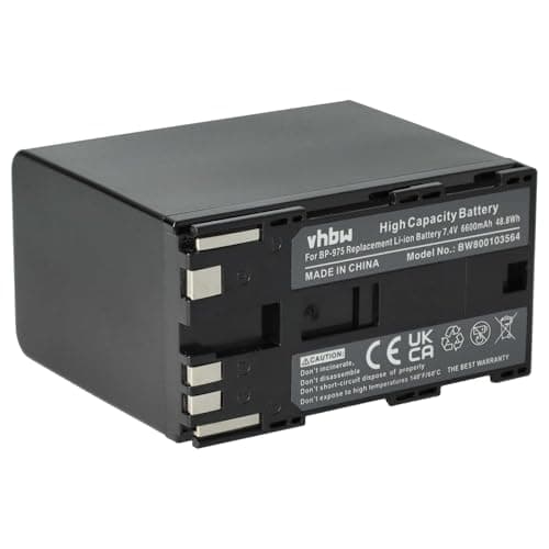 Image of vhbw Battery Replacement for Canon BP-975, BP-955 for Videocamera (6600 mAh, 7.4 V, Li-Ion)