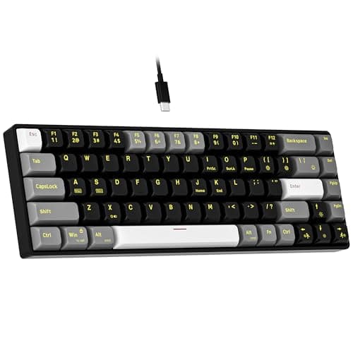 Image of NEWMEN Wired Mechanical Keyboard,60% Gaming Keyboard,68 Keys Compact LED Backlit USB Ergonomic Mini Office Mechanical Keyboards for PC Laptop Windows Mac,QWERTY Layout(Red Switches,Black&Grey&White)