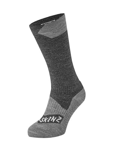 Image of SEALSKINZ | Raynham | Unisex Waterproof All Weather Mid Length Sock | Running | Trekking | Camping & Everyday Use | Merino Wool Lining | 4-Way-Stretch | S - Grey