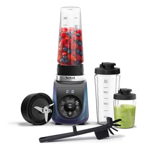 Image of Tefal Blend Up Powerful Mini Blender, Quiet Mode, 8 Auto Programmes, Auto Cleaning Programme, 2 Durable Bottles 0.7L & 0.4L, Smoothies, Protein Shakes, Cocktails, Ice Crush, Hummus, 6 Blades BL19H4G0