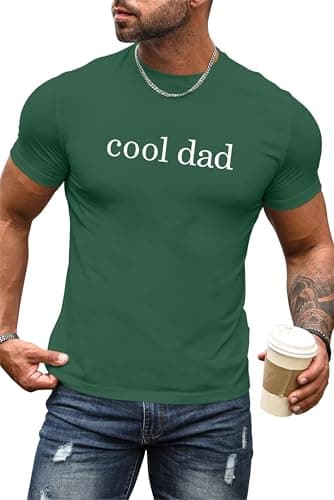 Image of hohololo Fathers Day Tshirt Cool Dad Tshirt Father's Gifts Shirt Papa Tee Shirt S-XXL (Cool-green1,L)