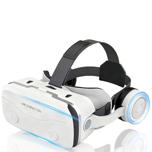 Image of VR Headset for Phone, Virtual Reality Headsets 110° FOV, Anti-Blue Light Lenses, Compatible with iPhone and Android 4.7-7.2 inch Screens (White)