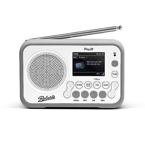 Image of Roberts PLAY20 FM/DAB/DAB+ Digital Portable Radio, Rubber-Protected, Full Colour Screen, White