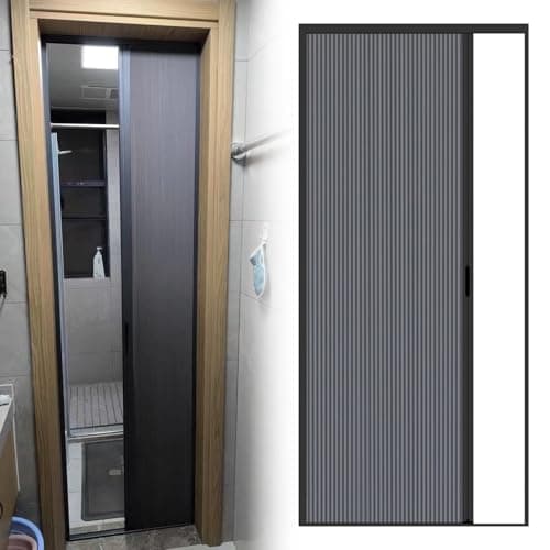 Image of RENLXFI Concertina Door 60 65 70 75 80 85 90 CM Wide Bathroom Concertina Door, Customizable Size Internal Folding Doors With Accessories, No Drilling Room Divider Sliding Door(65x185cm/25.6x72.8in)