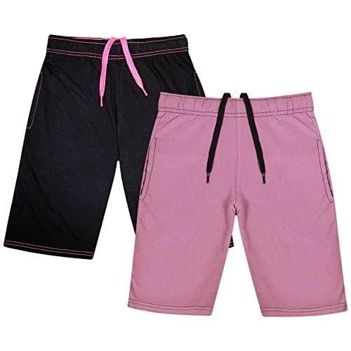 Image of A2Z 4 Kids Girls 100% Cotton Shorts Comfort Stretch Pants - Shorts S08 B/Pink 2Pack 11-12