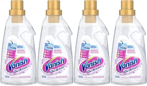 Image of Vanish Oxi Action Fabric Stain Remover and Whitener Gel Whites, 750ml, Pack of 4, 4 x 750ml