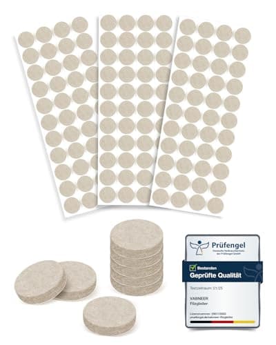 Image of VABNEER Chair Leg Floor Protectors 15mm (132pcs) - Self-Adhesive Felt Pads for Furniture Feet, 5mm Thick Felt Furniture Pads for Hardwood/Laminate/Tile Floors, Noise Reduction & Scratch Prevention