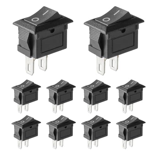 Image of 10 Pcs Black Rocker Switch ON/Off Toggle Switch SPST 2 Pin AC 6A/250V 10A/125V Mini for Car, Boat, Homehold Application