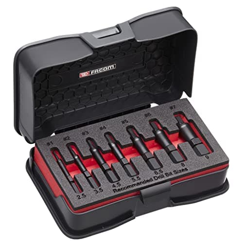 Image of Facom SXE.J7MGRPPB Set of 7 Screw Extractors and Broken Studs - 2.5 to 9€ Metric Dimensions - Black