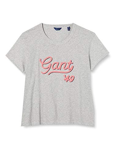 Image of GANT Boy's D1. Script Ss T-Shirt T-Shirt, Light Grey Melange, 170